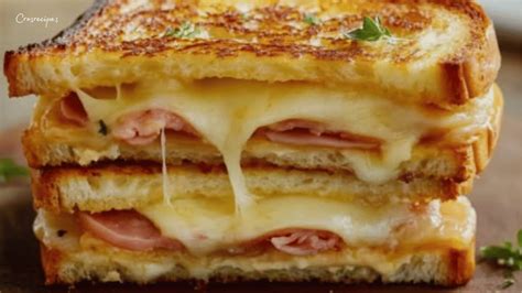 Infographie: Croque-monsieur trois étages - ingrédients et étapes