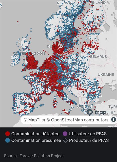 Carte illustrant les zones de contamination et les rappels de produits pâté en croûte