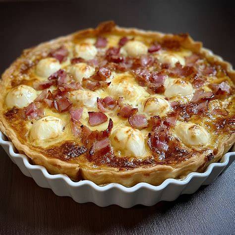 grande tarte chèvre miel lardons