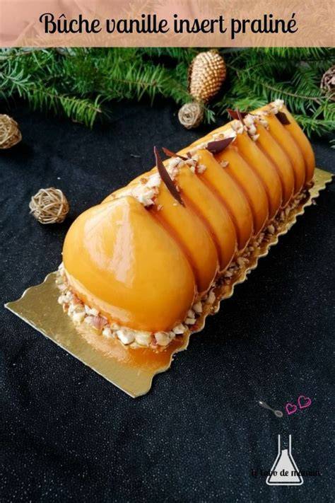 bûche vanille caramel croustillant praliné infographie