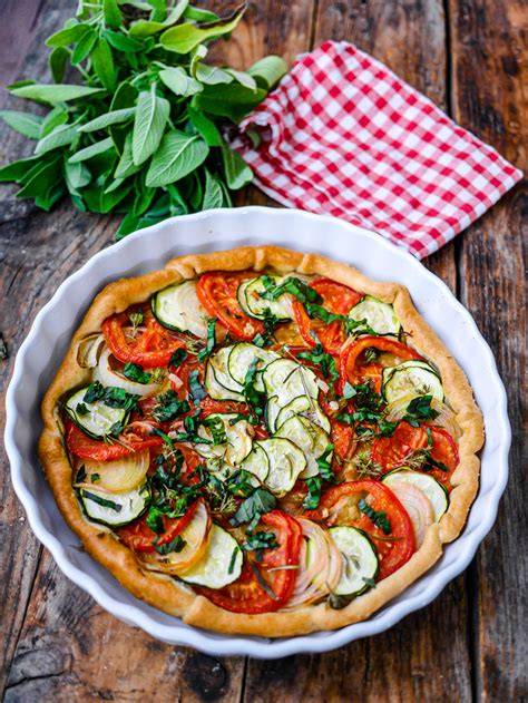 illustration tarte tomate courgette pesto