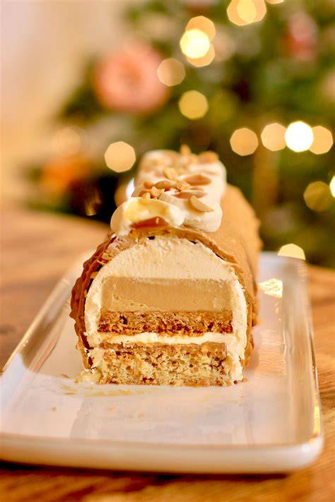 Exemple d’utilisation du praliné cacahuète dans une bûche