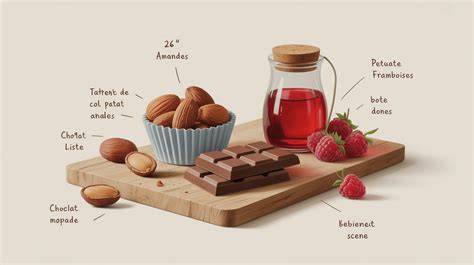 Infographie: Étapes de fabrication des Coucougnettes - amande grillée, enrobage chocolat, pâte d'amande aromatisée