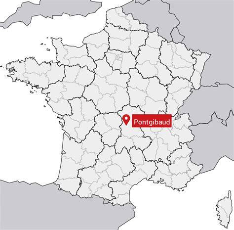 Carte locale de Pontgibaud et environs, montrant l’emplacement probable de la Chocolaterie Colombet