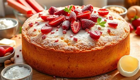 gâteau roulé fraise rhubarbe verveine