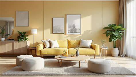 Palette jaune pastel dans une pièce lumineuse