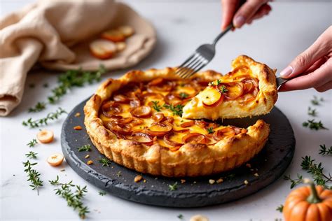 Tarte au fromage dorée sortant du four