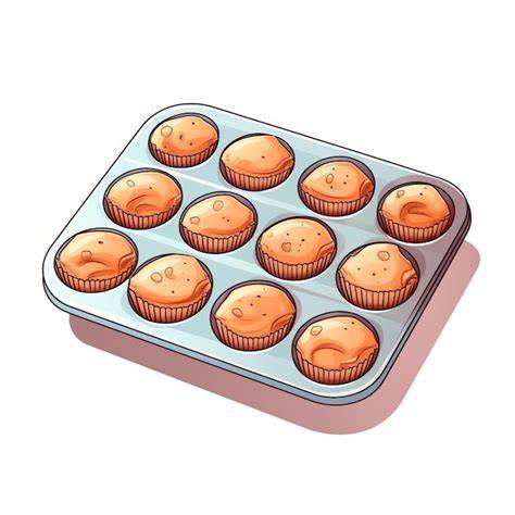 Illustration d’un moule à muffins aligné avec des muffins dorés et des copeaux de noix de coco