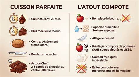 Infographie: Comparaison calorique fondant chocolat traditionnel vs fondant à la compote