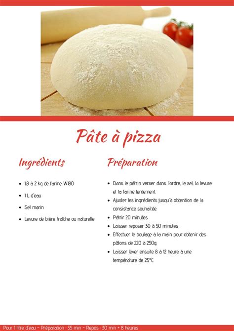 Ingrédients pour pâte à pizza