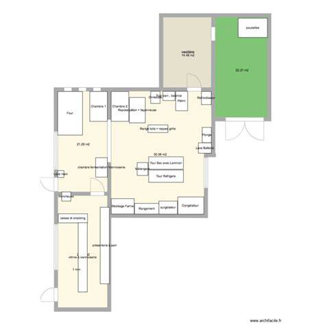 Plan illustrant l’atelier et le jardin: hall lumineux, fournil, et potager urbain.