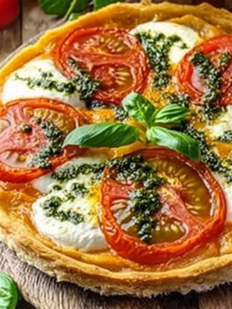 image etapes tarte tomate mozzarella pesto