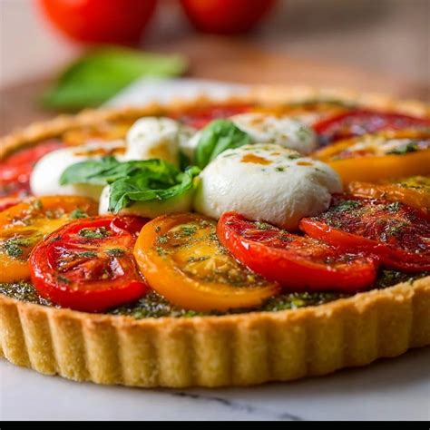 image assiette tarte tomate mozzarella