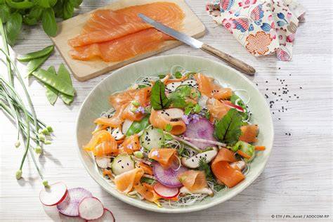 Salade saumon roquette et légumes frais