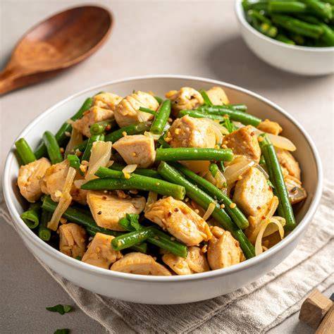 illustration recettes poulet haricots verts