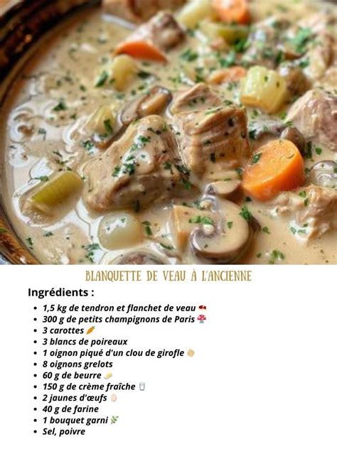 blanquette de veau ingredients et cuisson