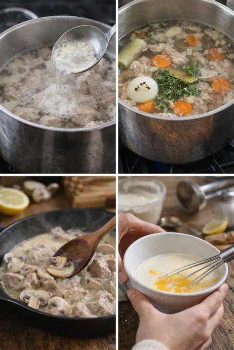 Infographie: étapes de la blanquette de veau traditionnelle avec ajout de citron