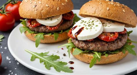 Burger avec roquette et tomates