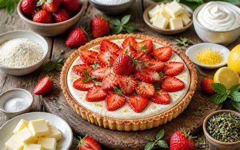 Tarte fraises et ganache verveine