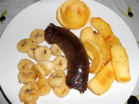 illustration plat boudin noir banane plantain