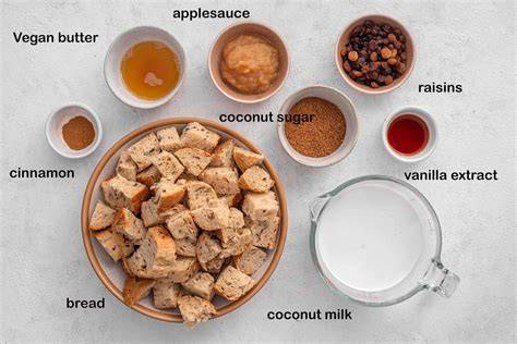 illustration ingredients vegan bread pudding
