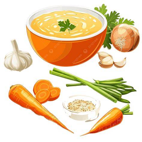 illustration bouillon et ingrédients pour soupe
