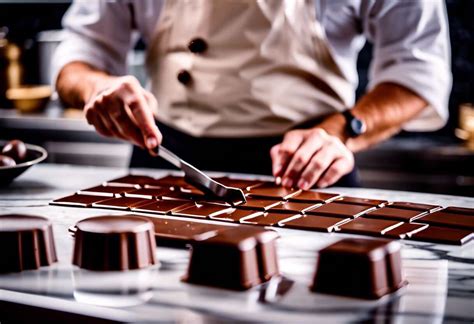 Chocolatier travaillant du chocolat tempéré