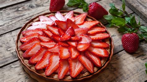 image de tarte vegan fraises crème amandes