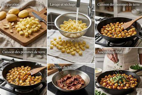 Infographie: décomposition des étapes de cuisson et assemblage