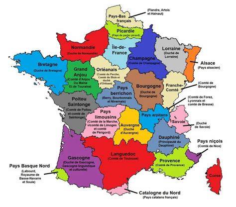 Carte des régions françaises productrices et variétés historiques
