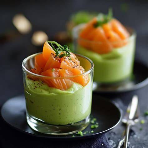 Image de verrines saumon fumé et mousse d’avocat