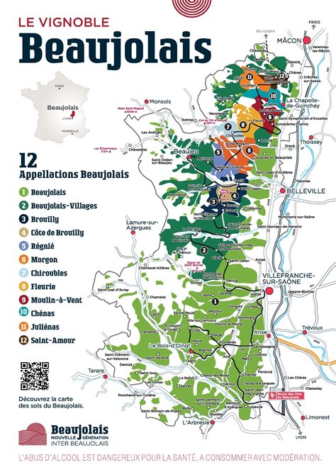 Carte gastronomique des régions du Beaujolais et Franche-Comté