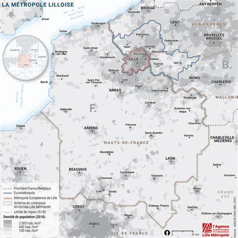 Carte illustrant Lambersart et la métropole lilloise avec localisation de la biscuiterie