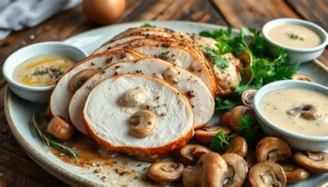 illustration roti dinde champignons creme