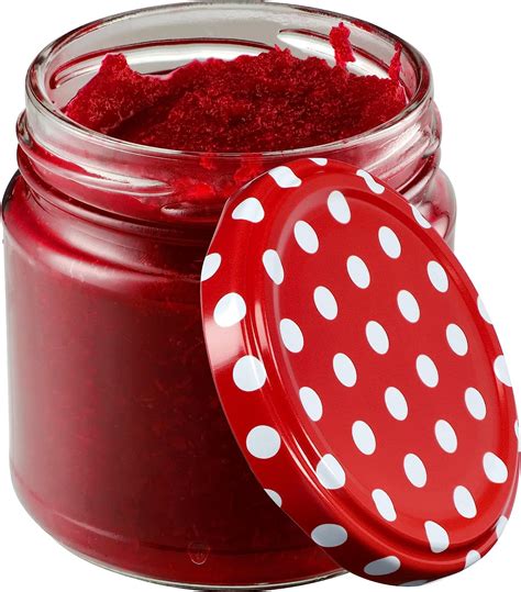 Bocaux de confiture de groseilles alignés et prêts à être stockés