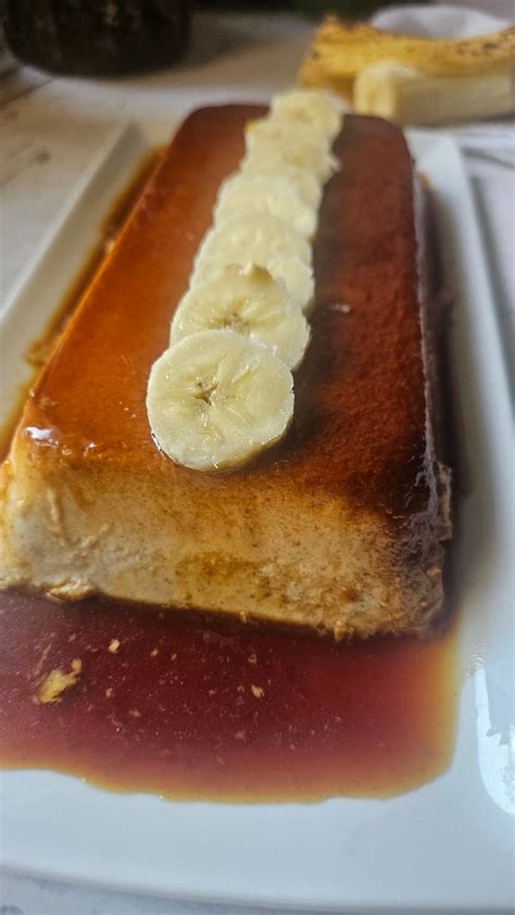 Photo finale: flan banane coco au caramel brun