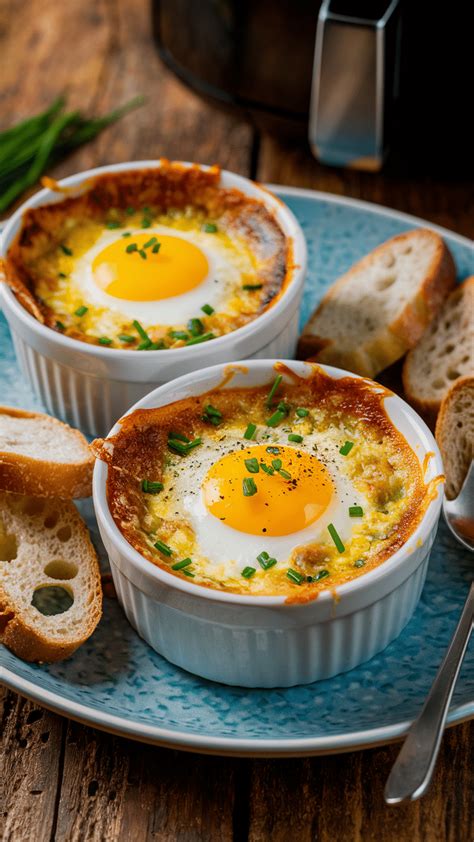 Assortiment de ramequins d'œufs cocotte avec différentes garnitures