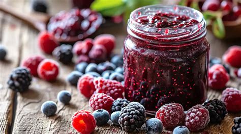 Confiture fruits rouges et bocaux