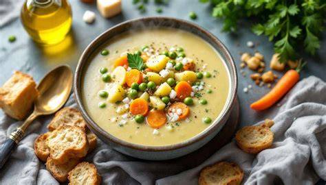 illustration soupe pois cassés et garnitures