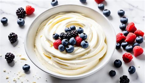Vue rapprochée d'une crème au mascarpone lisse et aérienne