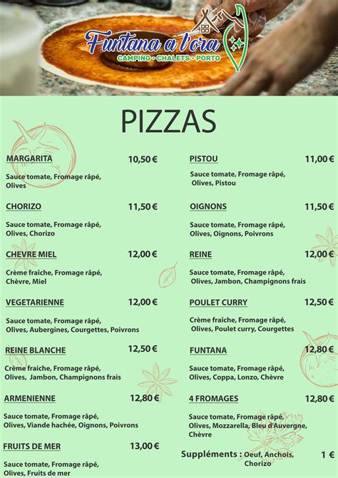 Infographie: Carte des pizzas typiques italiennes et variantes disponibles à l’Azzurro sur le port de La Grande-Motte