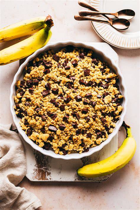 crumble pomme banane chocolat texture fondante