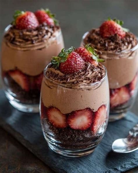 verrines de cheesecake mousse au chocolat décorées