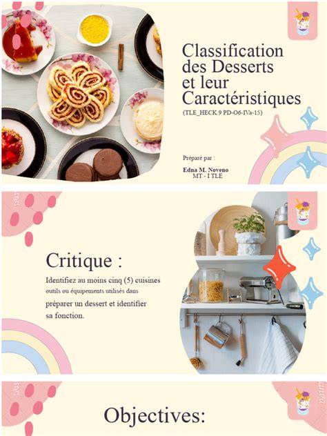 Tableau des temps et caractéristiques des desserts