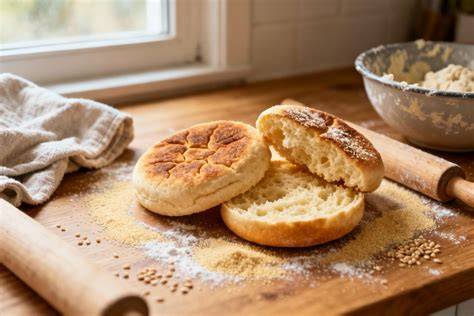 Schéma de préparation des muffins anglais: étape, pousse et cuisson