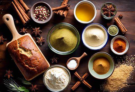 Infographie: Variantes du mélange d’épices pour pain d’épices (cannelle, gingembre, girofle, muscade, anis, cardamome, badiane)