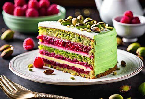 gâteau layer cake pistache framboise étape