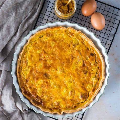 Quiche poulet oignons curry diagramme ingrédients