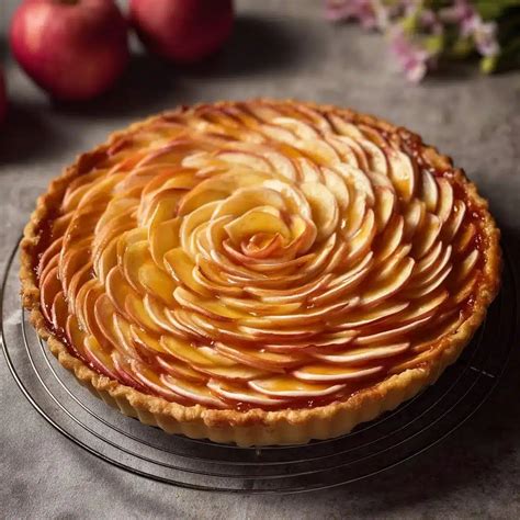 Illustration: tarte aux pommes en rosace dorée