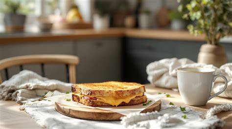 Illustration: schéma de montage croque-monsieur sans beurre et béchamel légère
